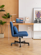 Modern Linen Blue Criss Cross Office Chair with Adjustable Height, Ergonomic Design, and Breathable Fabric in Blue Linen Mate