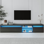 Unique Design TV Stand with 2 Glass Shelves, Ample Storage Space Media Console for TVs Up to 105', Versatile TV Cabinet with LED Color Changing Lights for Living Room, Black (OLD SKU: WF314584AAB) - Grand Goldman Shop