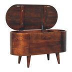 Solid Wood California Walnut Rounded Lid-Up Blanket Box, Nordic Legs, Brown - Grand Goldman Shop