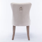 Nikki Collection Modern, High-end Tufted Solid Wood Contemporary Velvet Upholstered Dining Chair with Wood Legs Nailhead Trim 2-Pcs Set,Beige, SW2001BG - Grand Goldman Shop