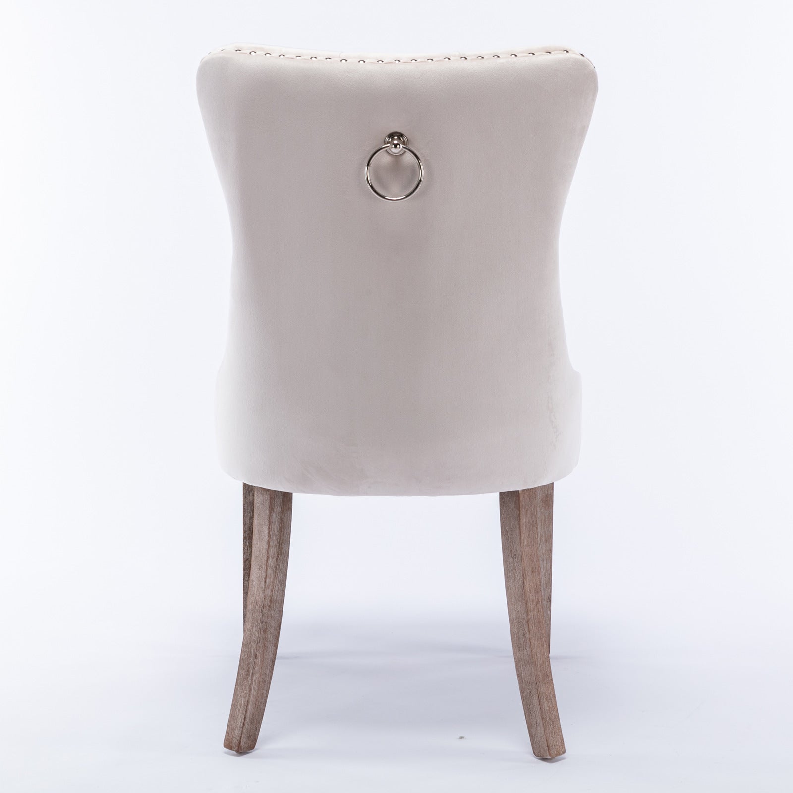 Nikki Collection Modern, High-end Tufted Solid Wood Contemporary Velvet Upholstered Dining Chair with Wood Legs Nailhead Trim 2-Pcs Set,Beige, SW2001BG - Grand Goldman Shop