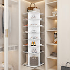7-Tier Square Rotating Shoe Rack Tower with 360° Spinning Organizer, White - Grand Goldman Shop