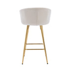 26 Inch Set of 2 Bar Stools,with Chrome Footrest and Base Velvet + Golden Leg Simple Bar Stoo,CREAM - Grand Goldman Shop