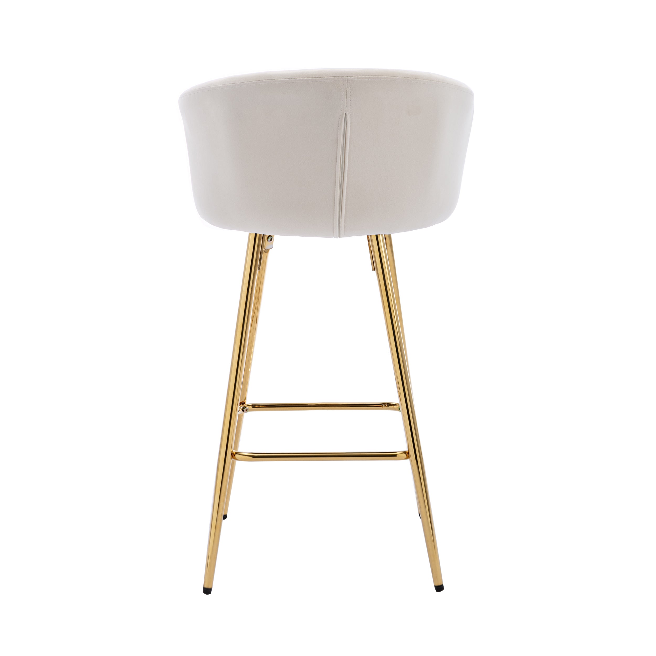 26 Inch Set of 2 Bar Stools,with Chrome Footrest and Base Velvet + Golden Leg Simple Bar Stoo,CREAM - Grand Goldman Shop
