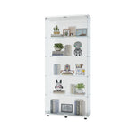 Glass Display Cabinet with 5 Shelves Double Door, Curio Cabinets for Living Room, Bedroom, Office, White Floor Standing Glass