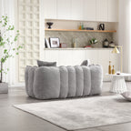 Cozy Beanbag Chair with High Resilience Foam Core for Two - Grey Chenille, 66x35x25 inches - Grand Goldman Shop