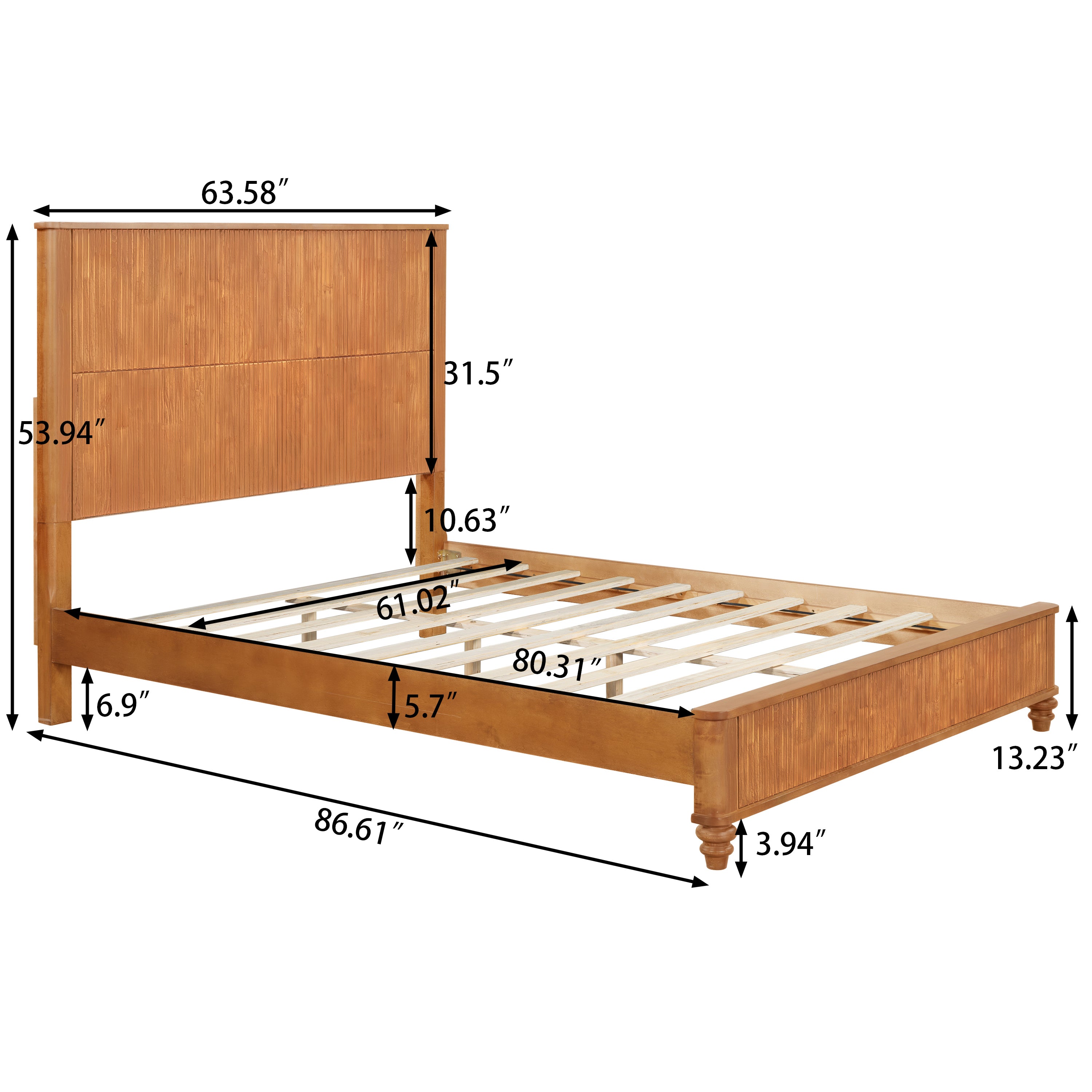 3-Piece Bedroom set with a Queen Size Bed and 2 Nightstands, Natural - Grand Goldman Shop