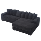 [NEW ARRIVED] [VIDEO PROVIDED] Oversized Two-Piece  Couches,  L Shaped Sofa, Corduroy, Right Chaise Daybed,with Armrests,Eight Throw Pillows,Corner Sofa,Easy To Assemble,  Black - Grand Goldman Shop