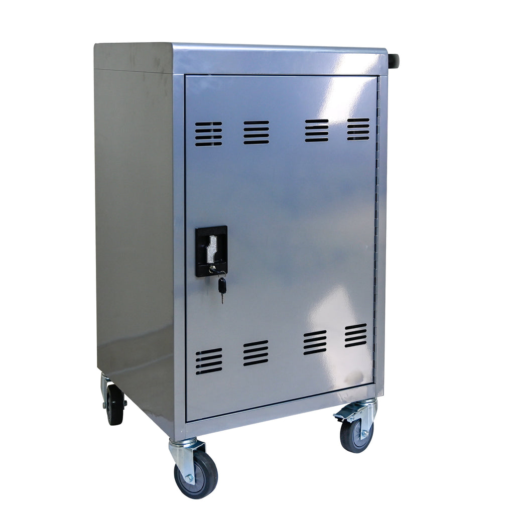 Mobile Charging Cart for Tablets Laptops 35-Device Capacity Matt Silver Metal | Premium Home Decor - Grand Goldman