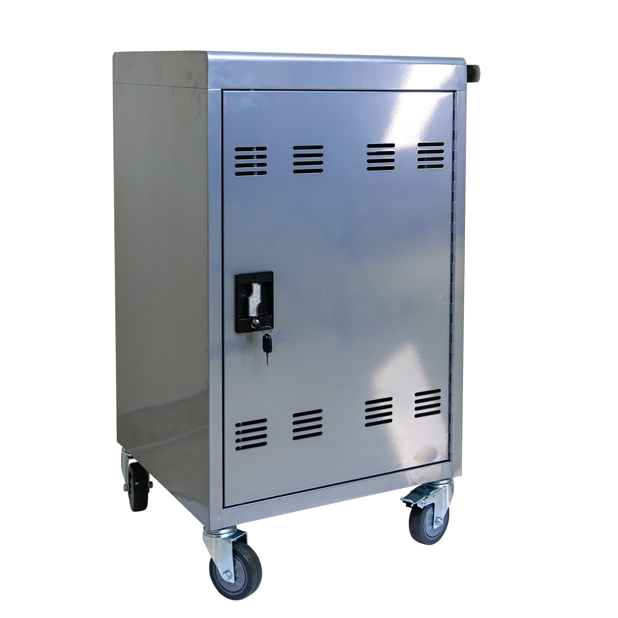 Mobile Charging Cart for Tablets Laptops 35-Device Capacity Matt Silver Metal | Premium Home Decor - Grand Goldman