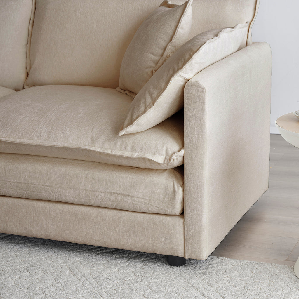 Chenille Fabric Ottomans Footrest to Combine with 2 Seater Sofa, 3 Seater Sofa and 4 Seater Sofa, Light Coffee - Grand Goldman Shop