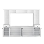 Minimalist Entertainment Wall Unit Set with Bridge for TVs Up to 75'', Ample Storage Space TV Stand with Adjustable Shelves, Modernist Large Media Console for Living Room, White - Grand Goldman Shop