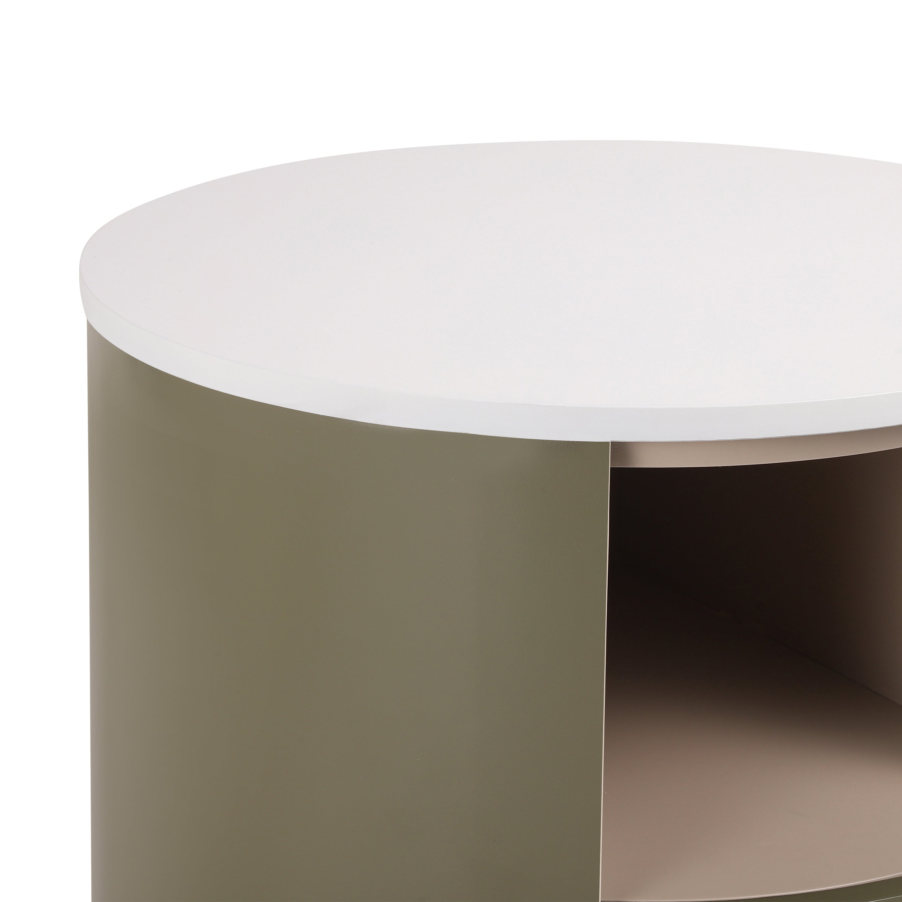 Contemporary & Modern Round Nightstand with Storage Drawer, Sofa End Table with Open Storage Shelf, Bedside Table with Curved Design for Living Room & Bedroom, Easy Assembly, Green - Grand Goldman Shop