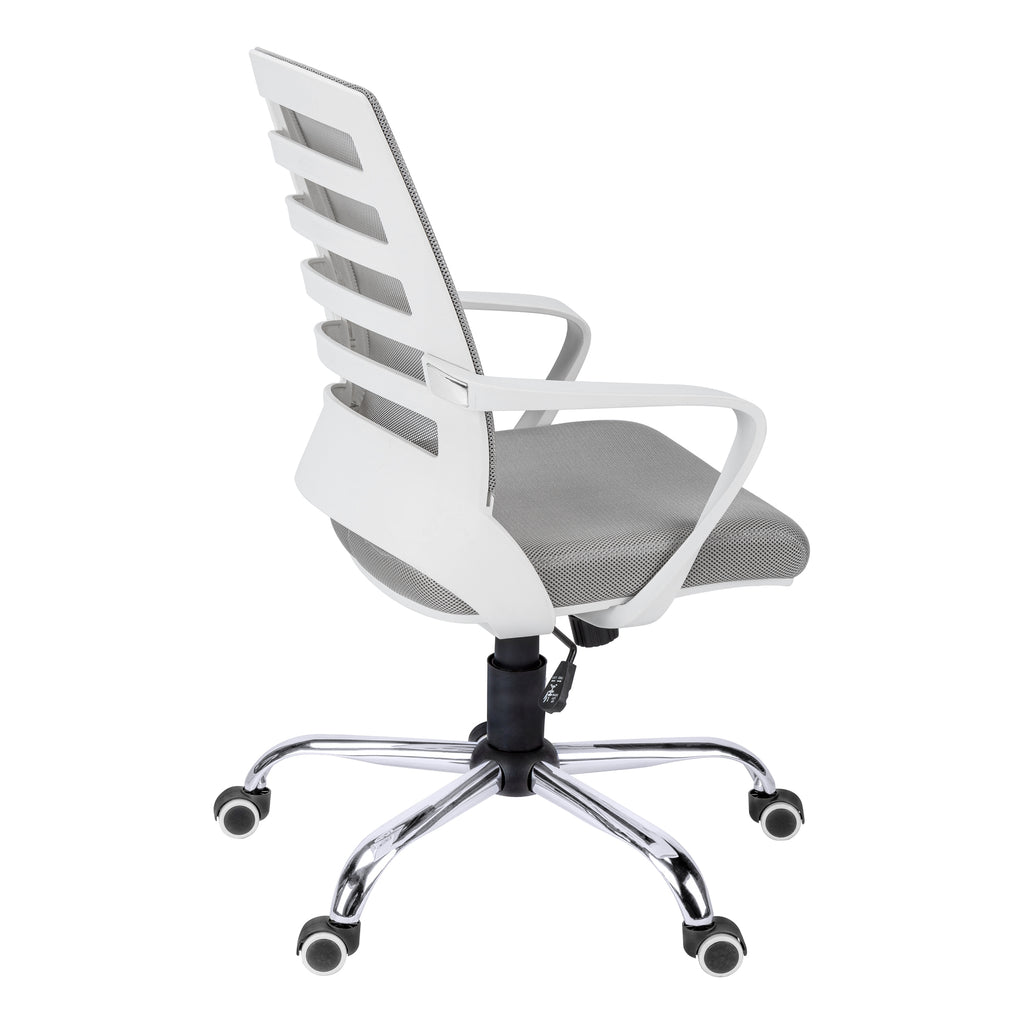 Office Chair, Adjustable Height, Swivel, Ergonomic, Armrests, Computer Desk, Work, Grey Mesh, Chrome Metal, Contemporary, Mod