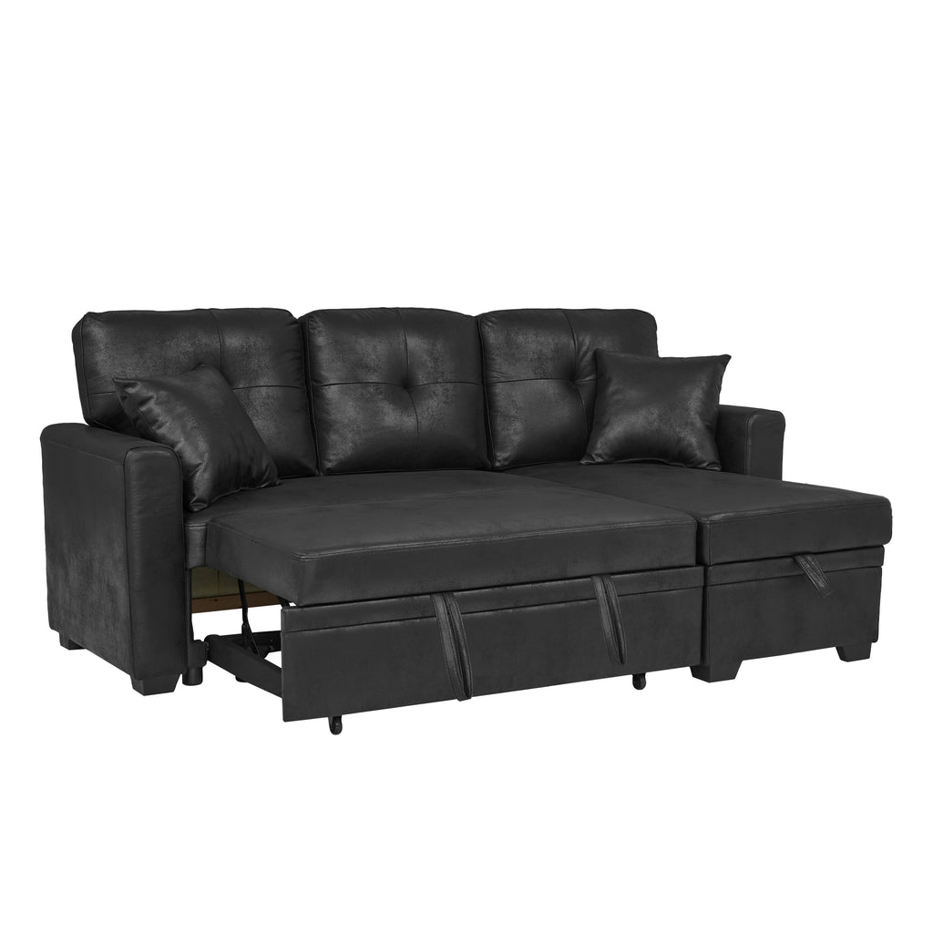 Sleeper Sofa, Sectional with Pull-Out Bed, Reversible Chaise, Storage Sectional, Foil Fabric, Small Space Solution, Convertible Sofa Bed - Grand Goldman Shop