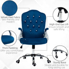 Vinsetto Home Office Chair, Velvet Computer Chair, Button Tufted Desk Chair with Swivel Wheels, Adjustable Height, and Tilt F