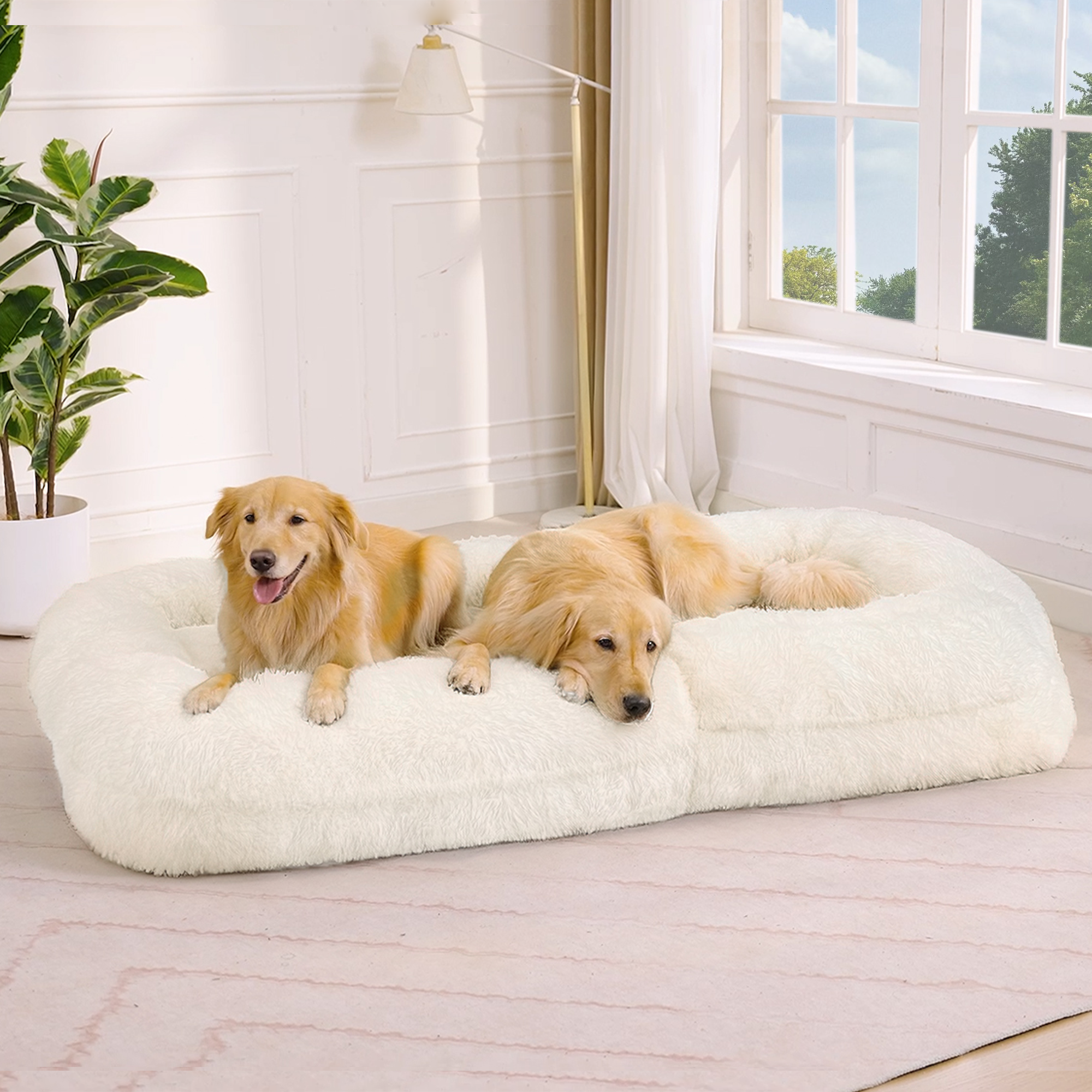 [NEW ARRIVED] [VIDEO PROVIDED] Human Dog Bed,Lazy Sofa,5-Position Adjustable Convertible,Floor Gaming Chair,bedroom, living room,Suitable for gaming, meditation,relaxation,Plush Fabric,Beige - Grand Goldman Shop