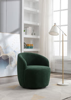 Teddy Fabric Swivel Accent Armchair Barrel Chair With Black Powder Coating Metal Ring,Dark Green - Grand Goldman Shop