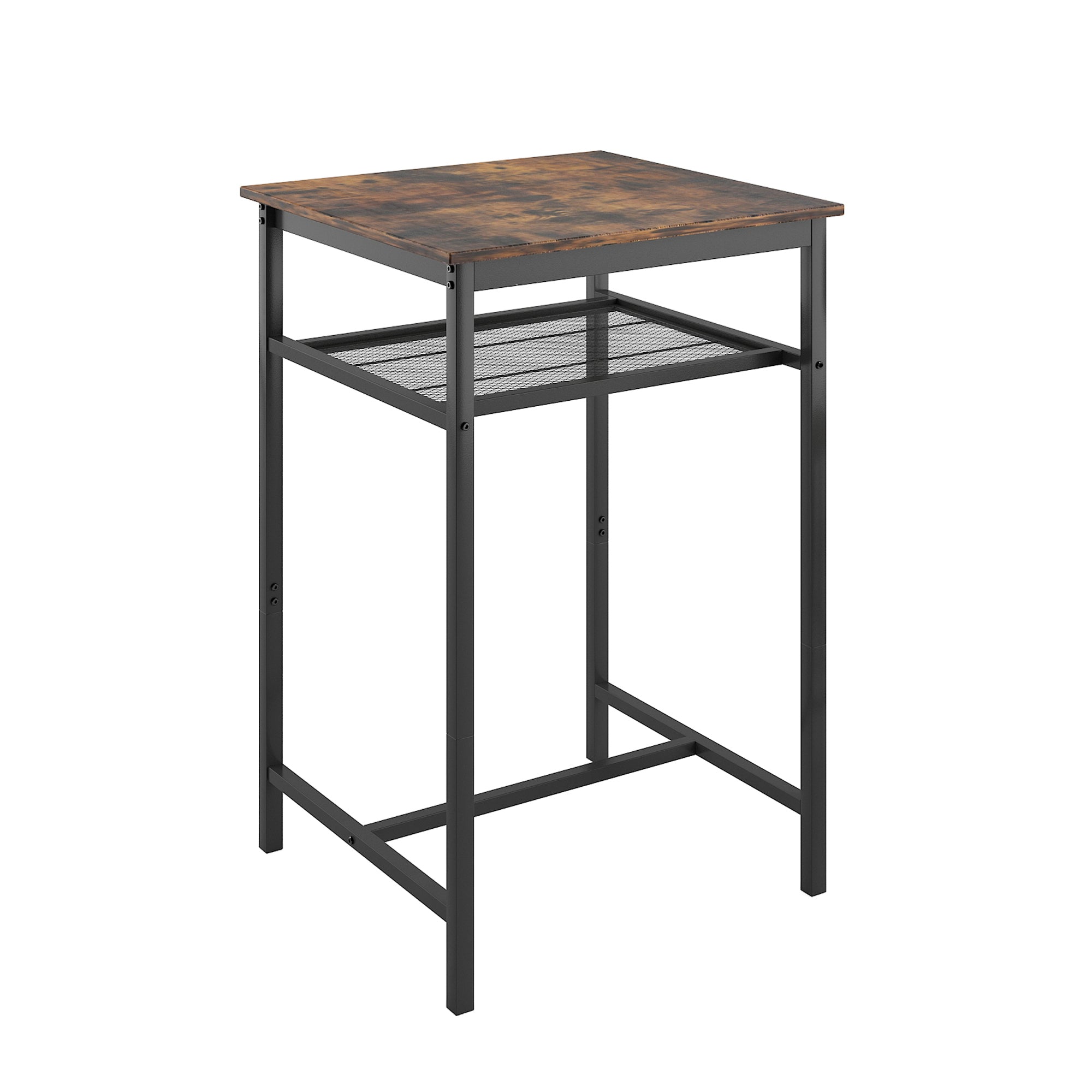 Bar table, equipped with 2 bar stools , with backrest and partition (Rustic Brown) - Grand Goldman Shop