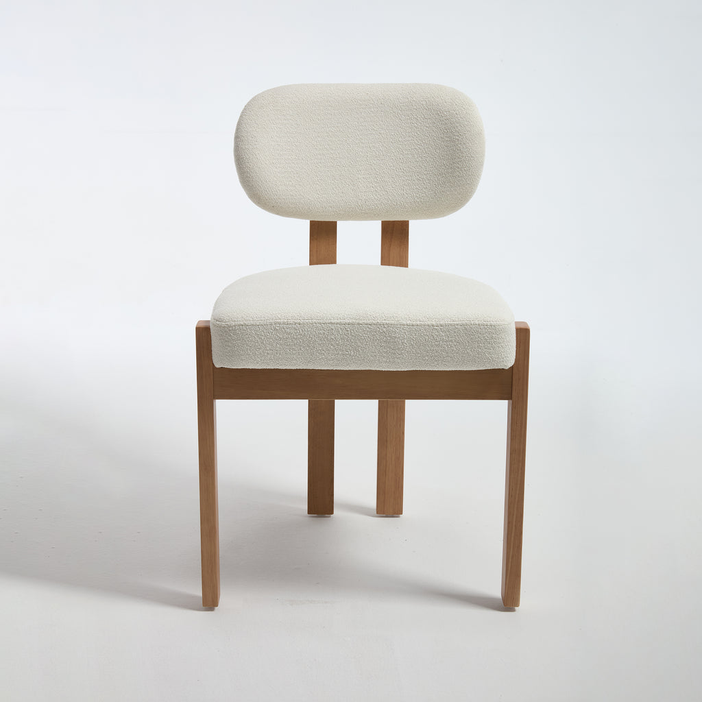 Modern Farmhouse Dining Chairs Set of 2 in Beige, Fabric Upholstered Wooden Kitchen Chairs with Ergonomic Backrest and Adjustable Feet, Rubber Wood Frame - Grand Goldman Shop
