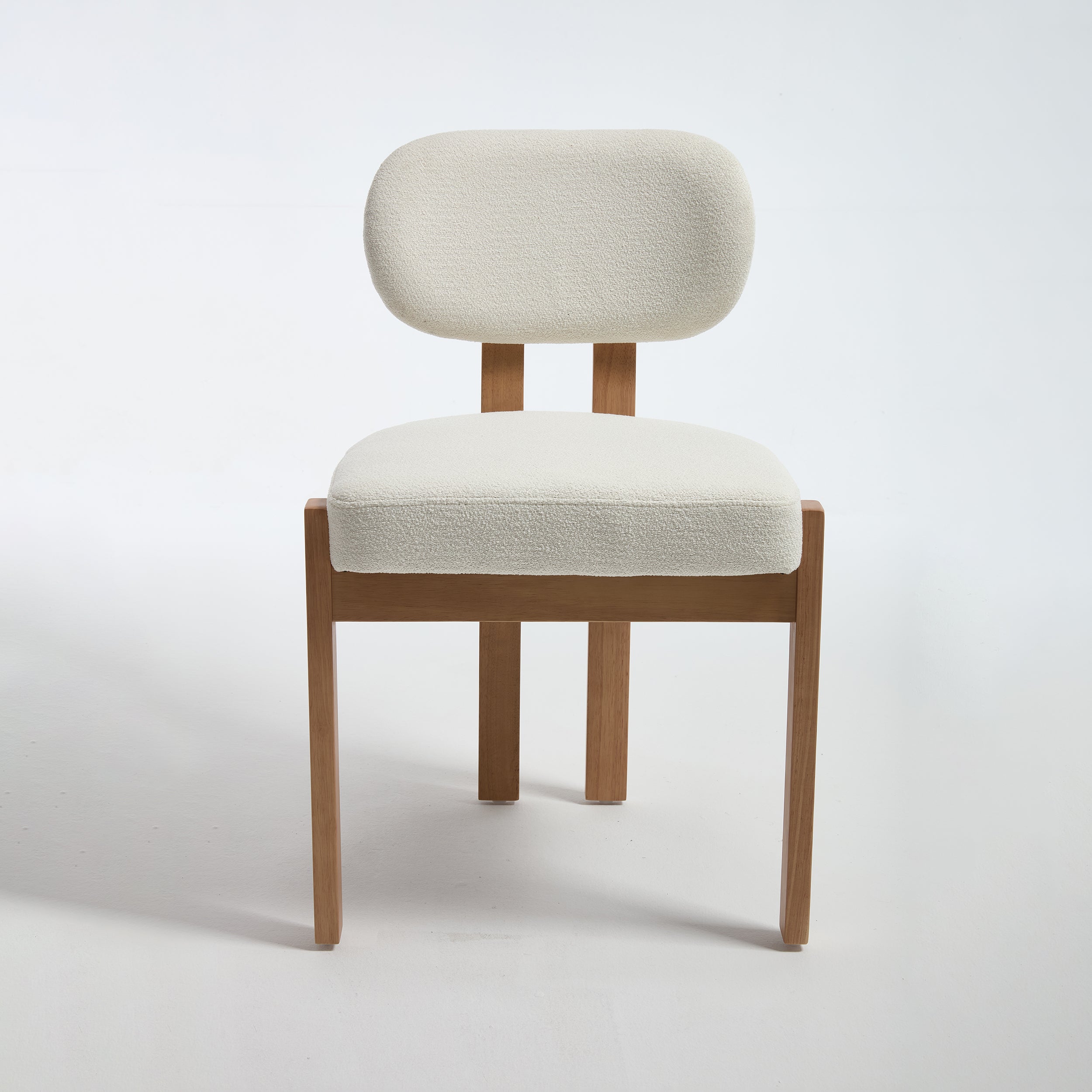 Modern Farmhouse Dining Chairs Set of 2 in Beige, Fabric Upholstered Wooden Kitchen Chairs with Ergonomic Backrest and Adjustable Feet, Rubber Wood Frame - Grand Goldman Shop