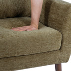 Modern Accent Chair, Chenille Arm Chairs for Living Room, Upholstered Modern Armchair, Comfy Soft Padded Lounge Chair in Small Space, Bedroom, w/Pillow, Solid Wood Leg, Olive Green - Grand Goldman Shop