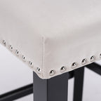 A&A Furniture,Contemporary Velvet Upholstered Wing-Back Barstools with Button Tufted Decoration and Wooden Legs, and Chrome Nailhead Trim, Leisure Style Bar Chairs,Bar stools, Set of 2 (Beige),SW1824B - Grand Goldman Shop
