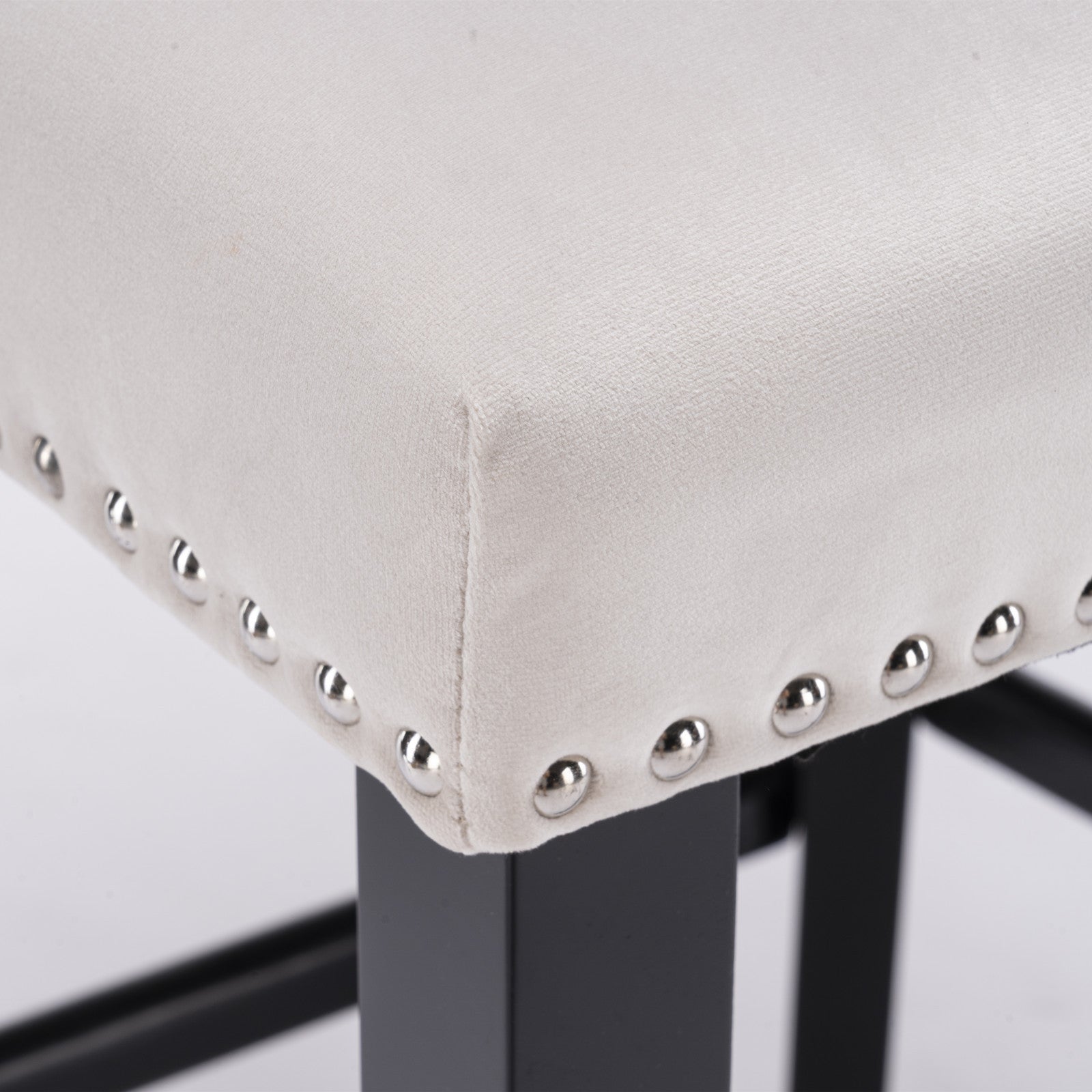 A&A Furniture,Contemporary Velvet Upholstered Wing-Back Barstools with Button Tufted Decoration and Wooden Legs, and Chrome Nailhead Trim, Leisure Style Bar Chairs,Bar stools, Set of 2 (Beige),SW1824B - Grand Goldman Shop