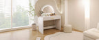 39' Makeup Vanity Table with Mirror Touch Screen Lighted Mirror, Dressing Table with Drawer for Bedroom, White - Grand Goldman Shop