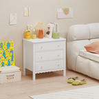White 3 Drawer Dresser for Bedroom, Modern MDF Painted Chest of Drawers with Gold Knobs, Wooden Storage Cabinet for Kids, Nur