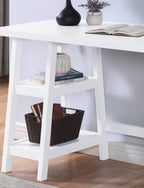Redina Contemporary Wood Writing Desk with Storage, White | Premium Home Decor - Grand Goldman