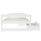 White Twin Size Platform Bed with Two Drawers, Pine Wood and MDF, 77.1''L x 40.7''W x 23.1''H - Grand Goldman Shop