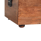 Solid Wood Buffalo Hide Honey Caramel Storage Trunk, Leather Upholstered, Yellow and Brown - Grand Goldman Shop