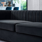 Contemporary Velvet Sofa Couch 84.25''W for Living Room, Black - Grand Goldman Shop