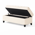 Juliana Contemporary Storage Ottoman with Button-Tufted Diamond Stitching in Beige Fabric - Grand Goldman Shop