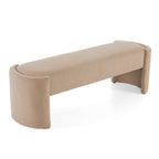 Elegant Simple Long Ottoman Bench in Light Camel with Wooden Frame and Polyester Upholstery, 61.25 x 19.75 x 19.25 inches - Grand Goldman Shop