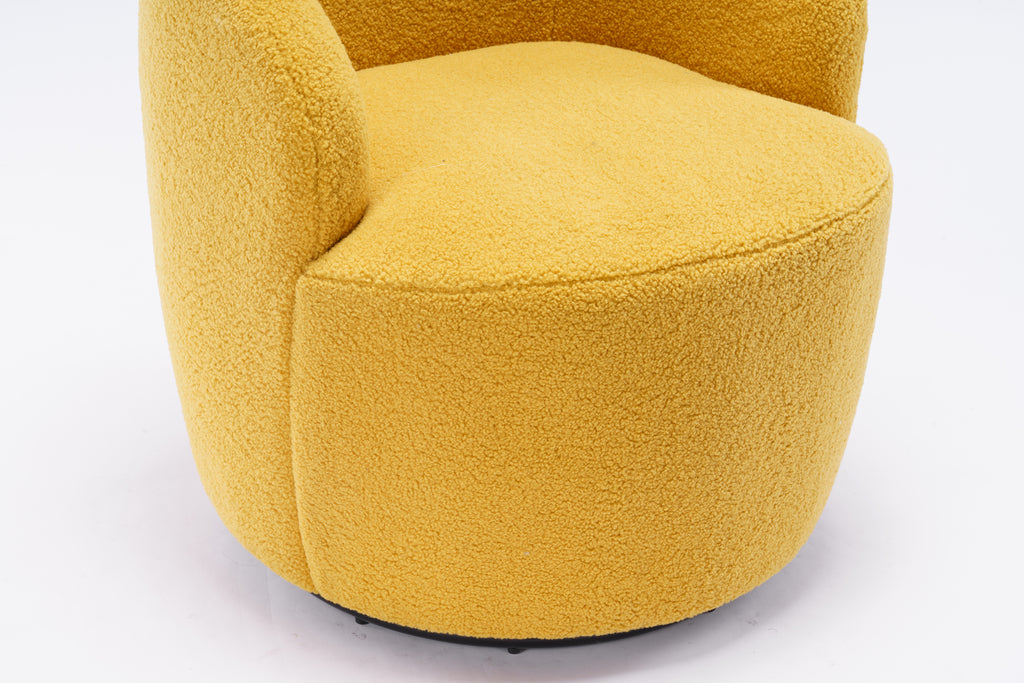 Teddy Fabric Swivel Accent Armchair Barrel Chair With Black Powder Coating Metal Ring,Yellow - Grand Goldman Shop