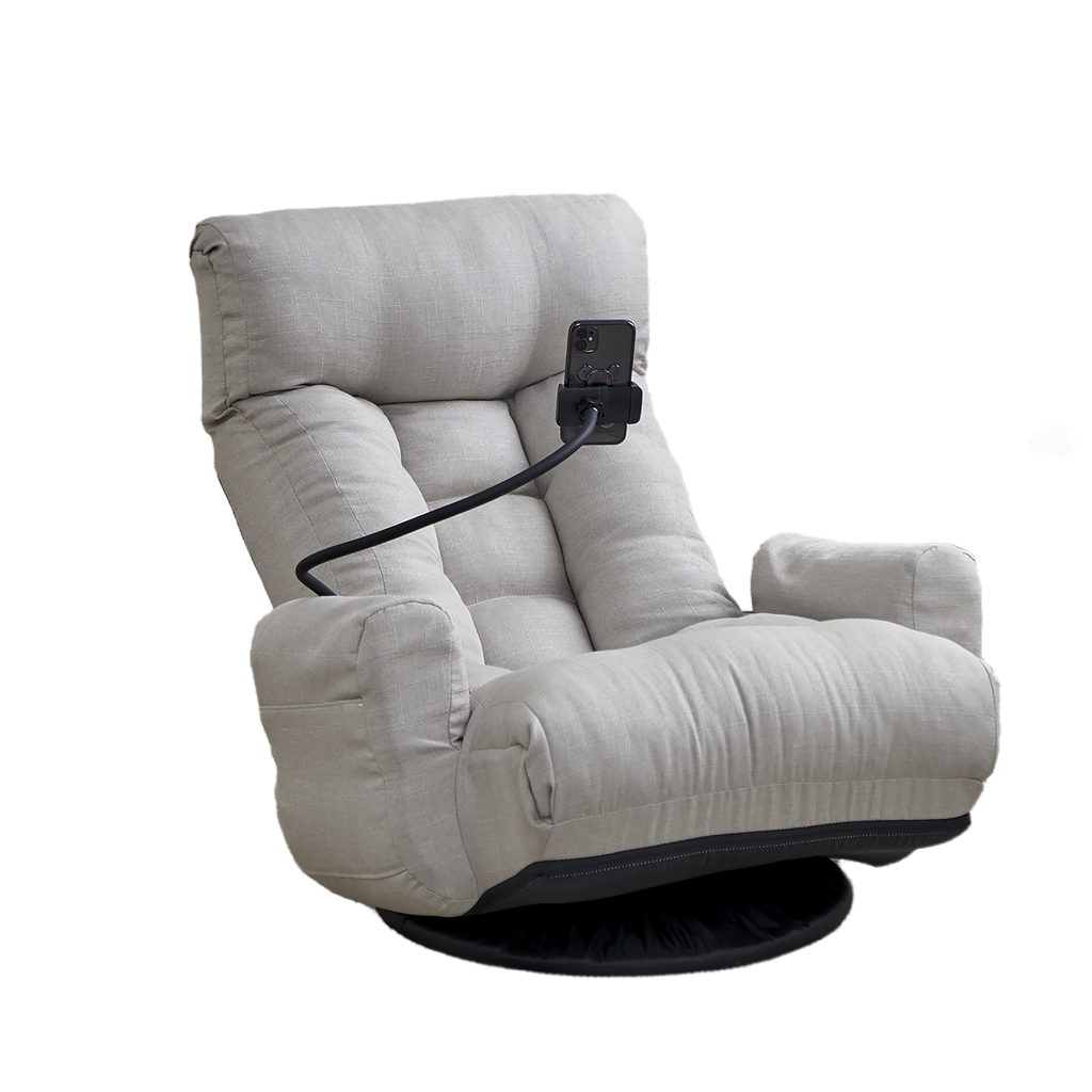 Adjustable Greay Swivel Lounge Chair with 360-Degree Rotating Seat and Headrest Support, Leisure Chair Deck Chair - Game Chair for Living Room - Grand Goldman Shop