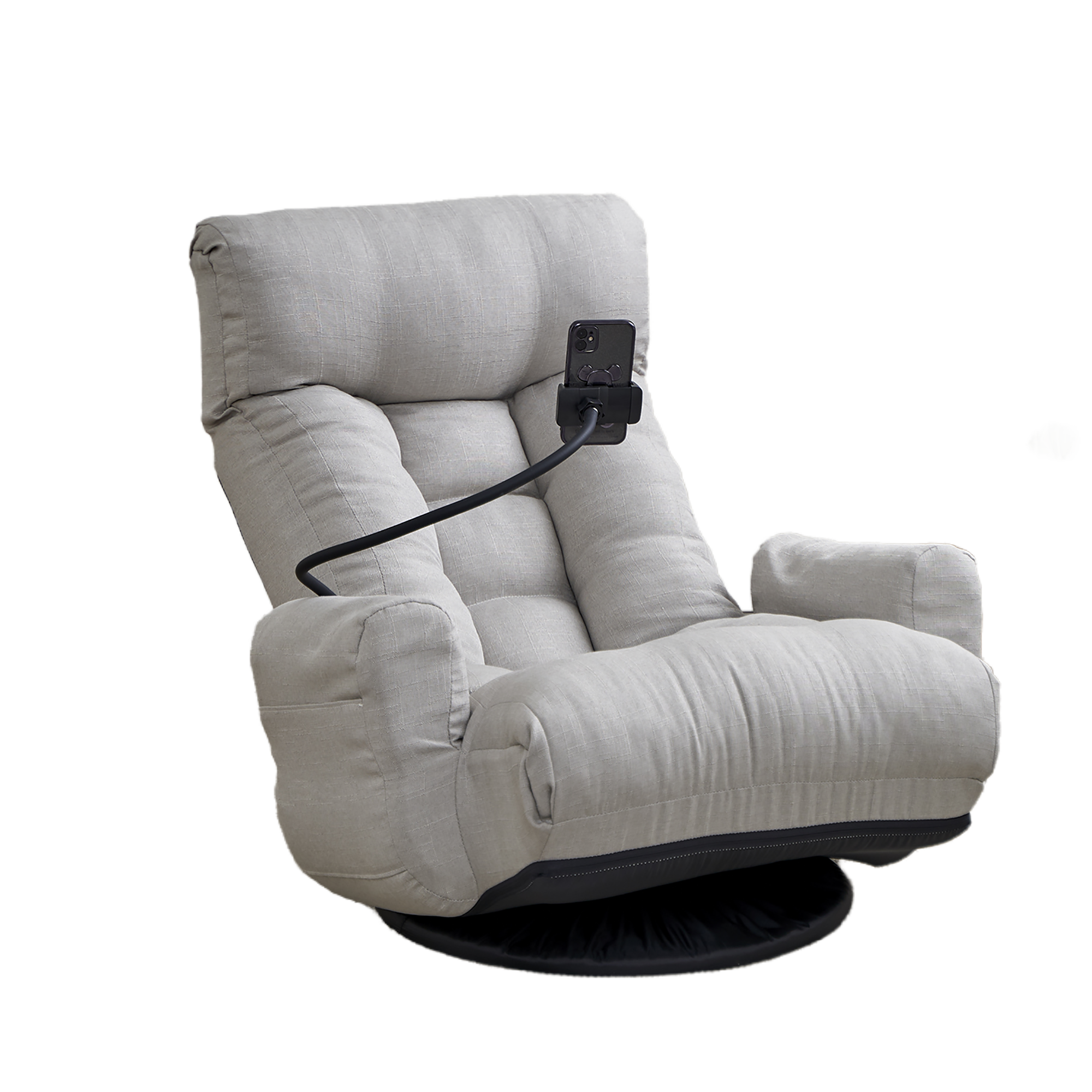 Adjustable Greay Swivel Lounge Chair with 360-Degree Rotating Seat and Headrest Support, Leisure Chair Deck Chair - Game Chair for Living Room - Grand Goldman Shop