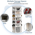 Rotating Shoe Rack Tower, 7-Tier Spinning Shoe Rack, Free Standing 360° Revolving Shoe Organizer,  High Bottom Design Shoe Tower Spinning Storage Lazy Susany, Fits 28 Pairs of Shoes (7-Tier White) - Grand Goldman Shop