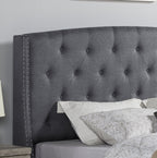 Belize 3-Piece Upholstered Bedroom Set, Tufted Wingback Bed with Two Gray Nightstands - Grand Goldman Shop