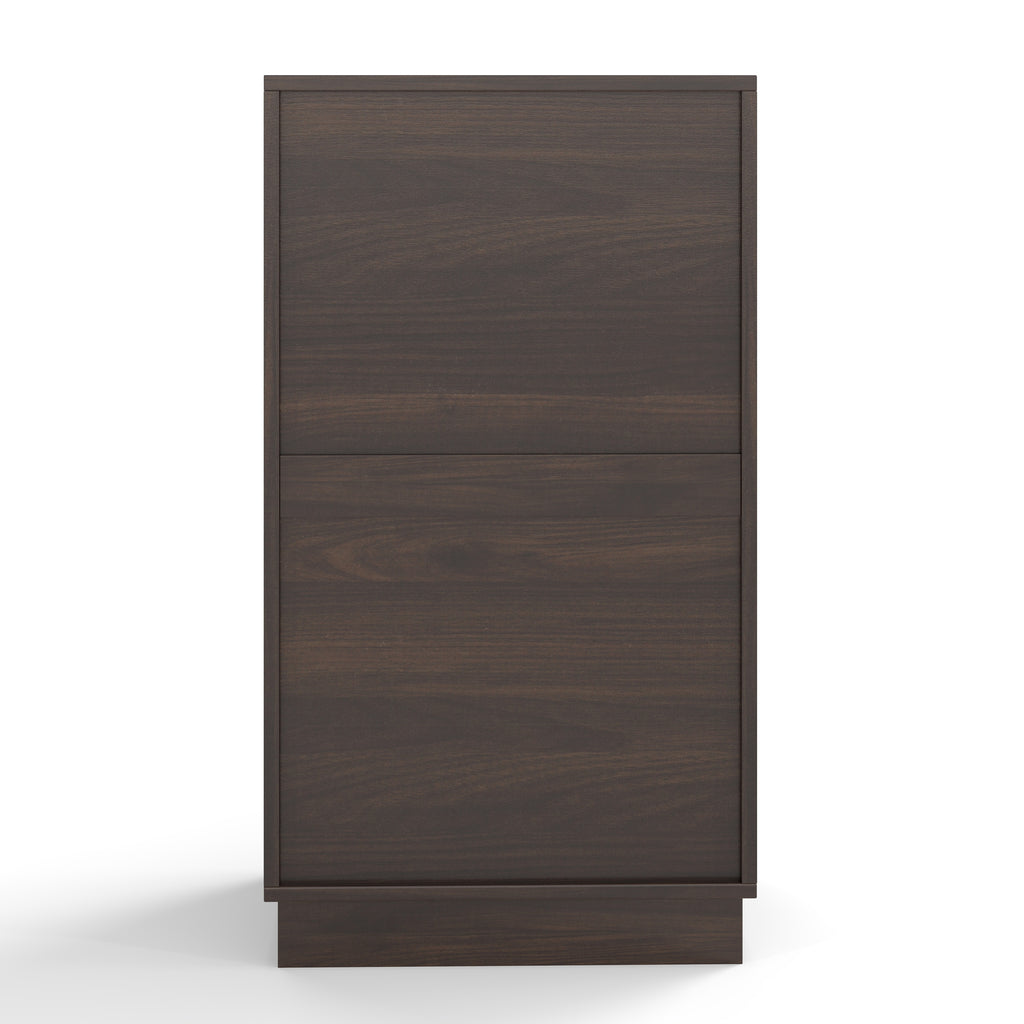 Woodgrain Tilt-Out Trash Can Cabinet with Wave-Textured Drawer & Pull-Out Bin in Walnut Finish - Grand Goldman Shop