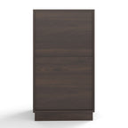 Woodgrain Tilt-Out Trash Can Cabinet with Wave-Textured Drawer & Pull-Out Bin in Walnut Finish - Grand Goldman Shop