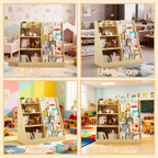 Kids Bookshelf and Toy Storage Organizer, Multifunctional 4 Tier Wooden Kids Book Shelf with  Bookcase Display Stand in Kids 