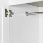 White 4 Door Wardrobe Armoire with 2 Drawers, Pine Wood + MDF, 60.6''L x 20.8''W x 68.5''H - Grand Goldman Shop