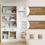 83.4'Tall Bookshelf, Modern Bookcase with 2 Glass Doors and 1 Drawer,Storage Bookcase with Open Shelves for Living Room,Home 