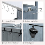 K&K 40.5' Outdoor Grill Cart with Stainless Steel Top, Solid Wood Outdoor Storage Cabinet with Drop Leaf, One Drawer, Towel Rack, Rolling Kitchen Cart with Lockable Wheels for Lawn Garden, Blue Grey - Grand Goldman Shop