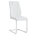 Modern Dining Chairs with Faux Leather Padded Seat and Metal Legs in White, Set of 4 - Grand Goldman Shop