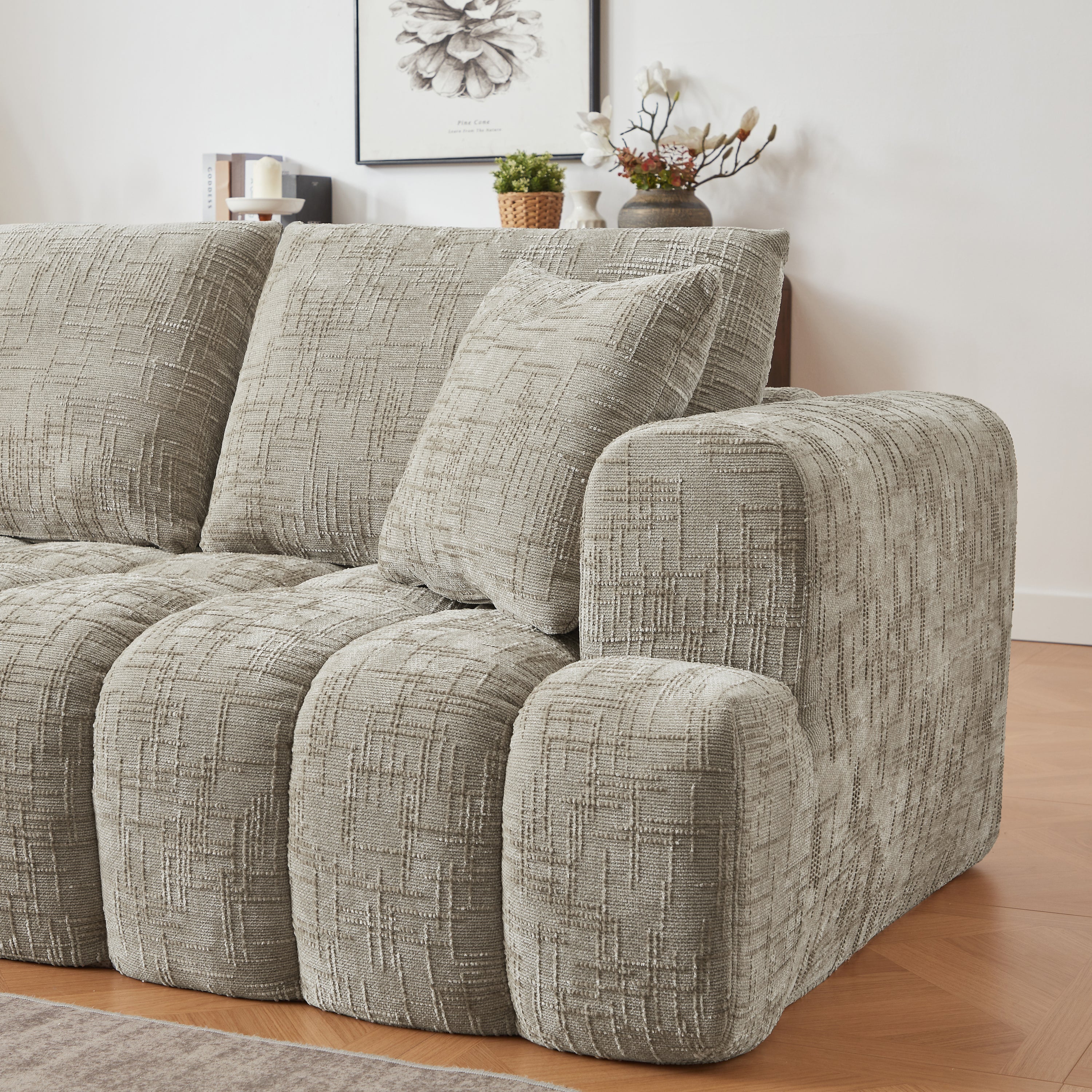Chenille L-Shape Luxury Sectional Oversized Sofa,Mnimalist Design,Comfy Sleeper Couch for Living Room,Apartment&Reception Spaces,No Assembly Required - Grand Goldman Shop