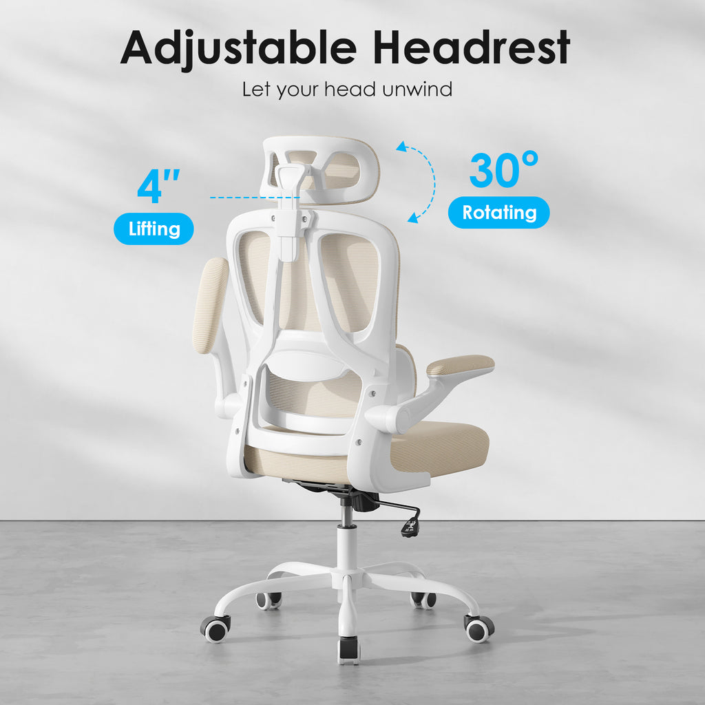 Ergonomic Office Chair, Desk Chair with Headrest and Lumbar Support, High Back Swivel Home Office Chair with Headrest for Hom